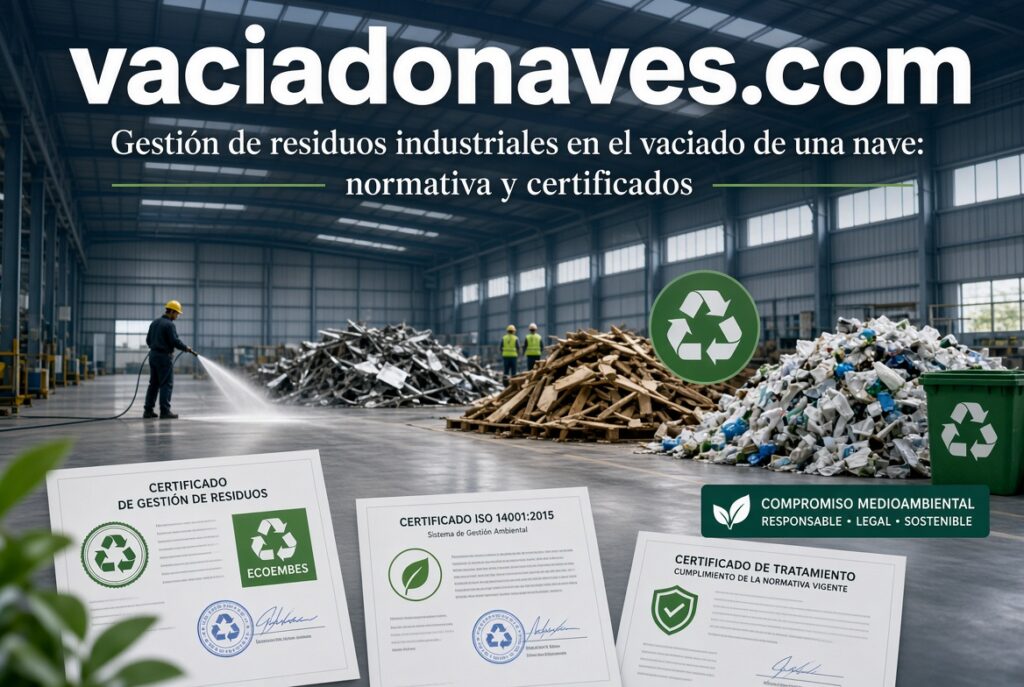 Gestión de residuos industriales en el vaciado de una nave normativa y certificados