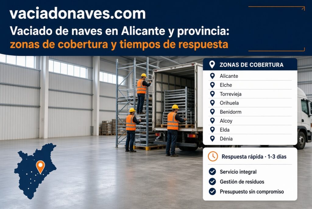 Vaciado de naves en Alicante y provincia zonas de cobertura y tiempos de respuesta